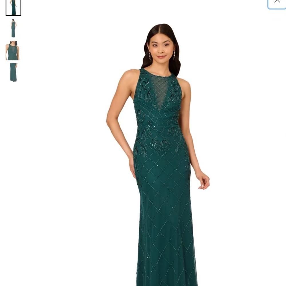 Adrianna Papell Deep Green Maxi Dress